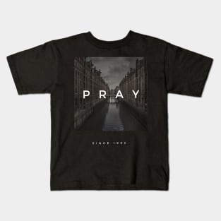 pray black tshirt, modern black, black tshirt Kids T-Shirt